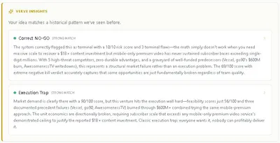 Pattern matching results showing Correct NO-GO and Execution Trap matches with explanations